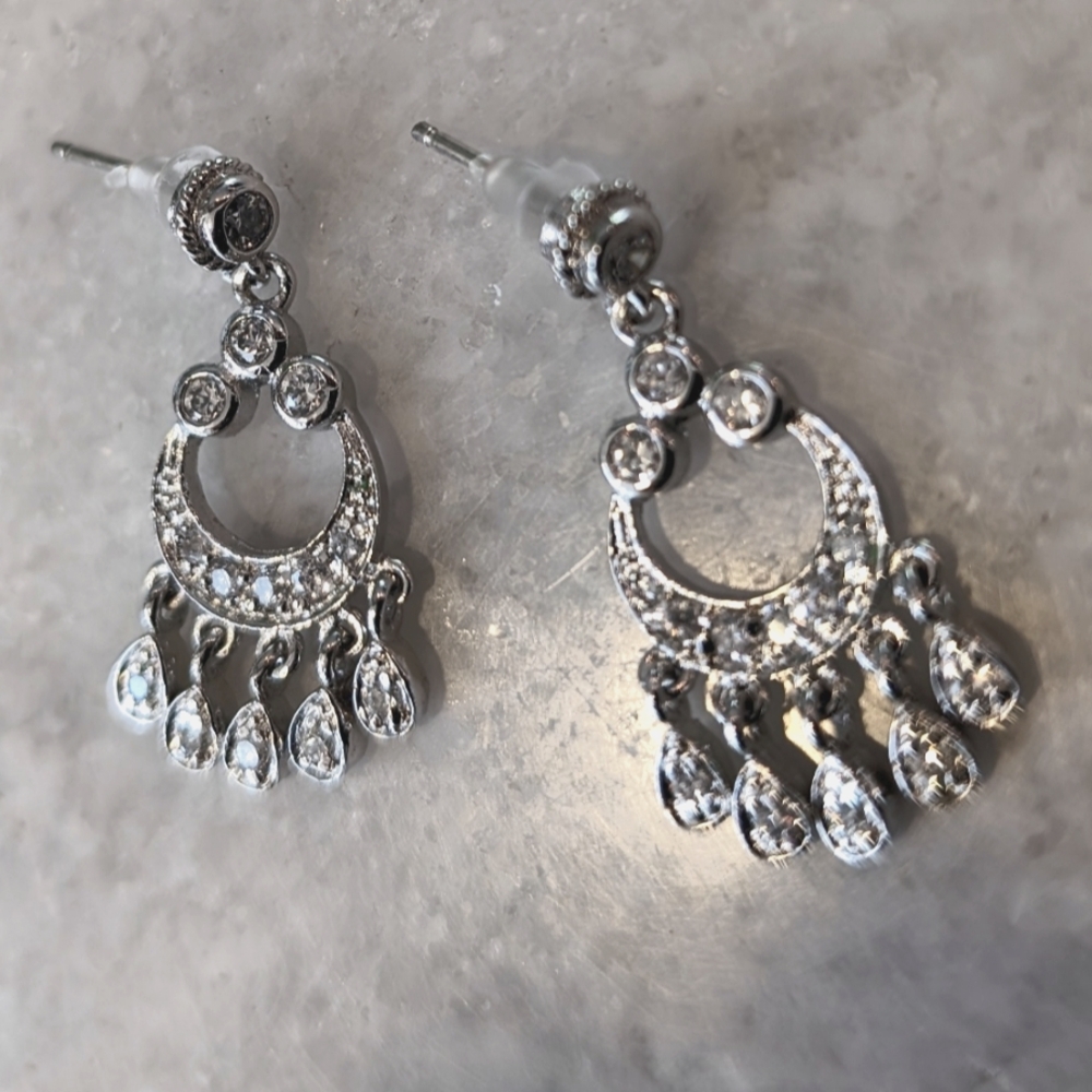Sterling Silver CZ Chandelier Earrings NWOT